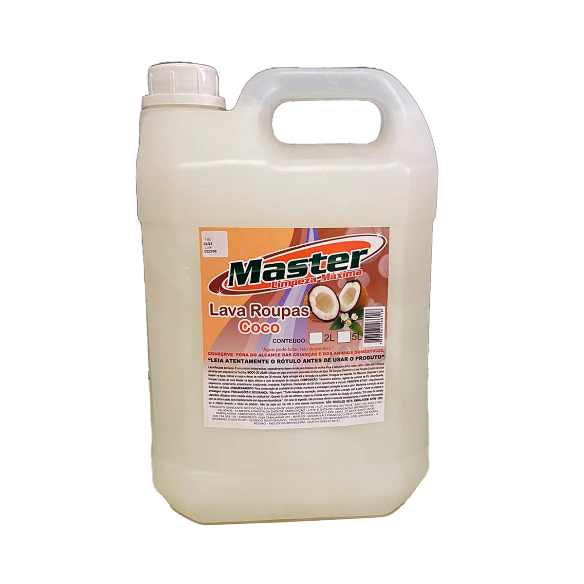 Lava Roupas Líquido de Coco Master 5 Litros – Sabão de Coco para Tecidos Finos e Delicados