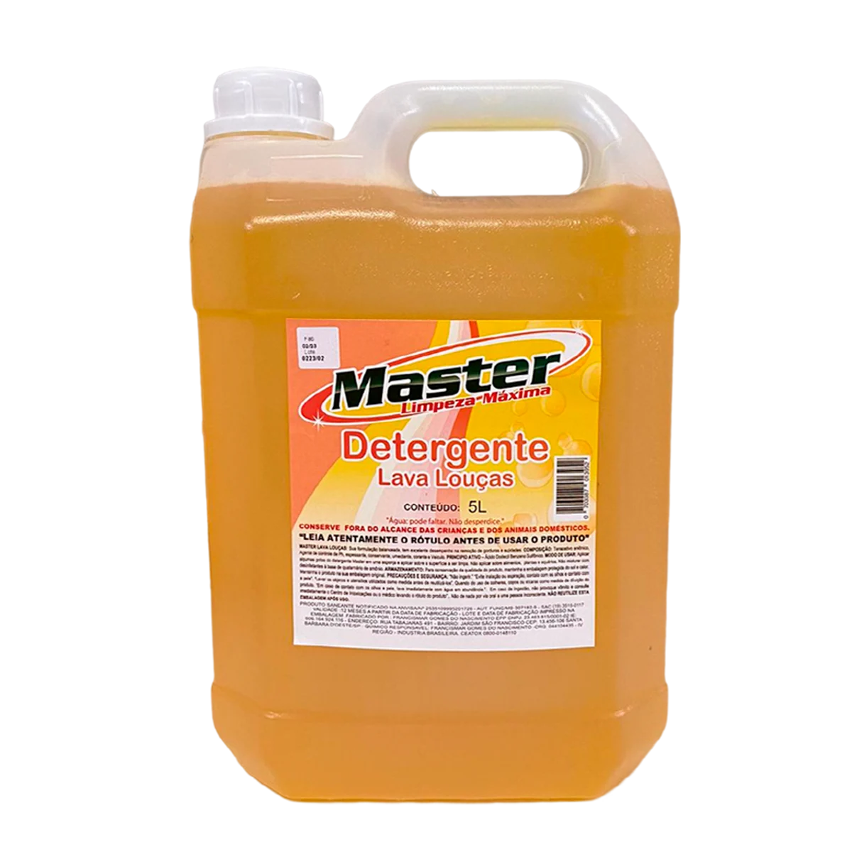 Detergente Lava Louças Master Limpeza Máxima 5 Litros – Alto Poder Desengordurante